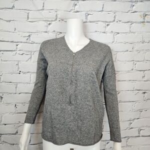 The Kooples Sport Gray Wool & Cashmere Zip Sweater